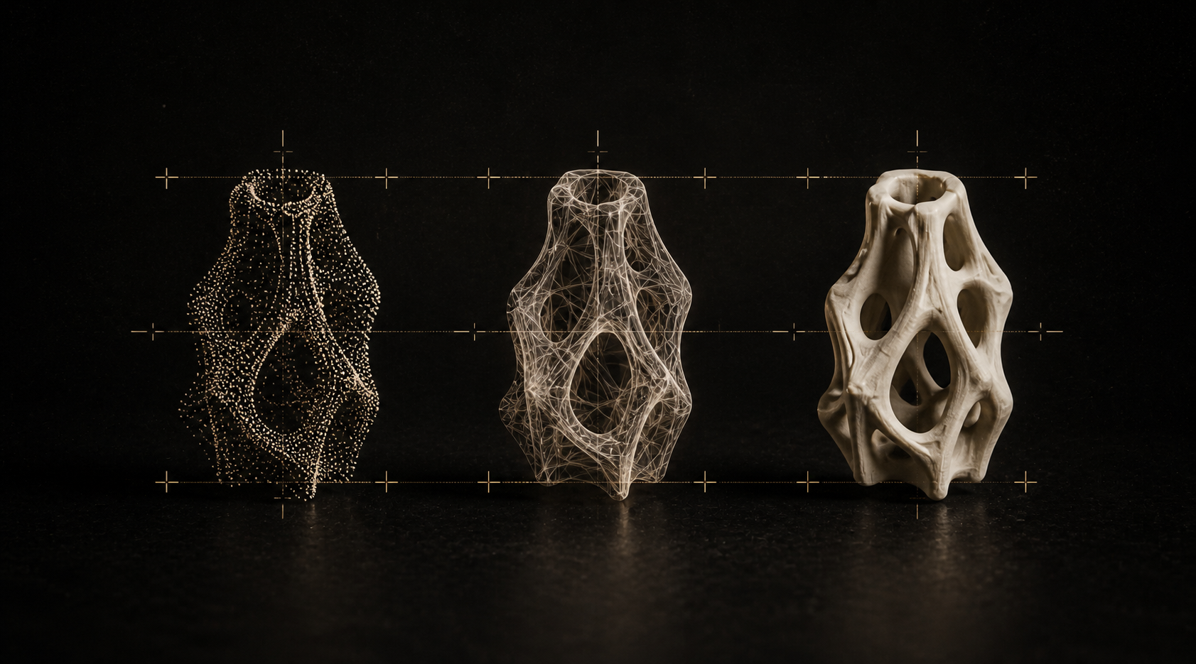 Adaptive 3D model evolving from point cloud to mesh and solid form